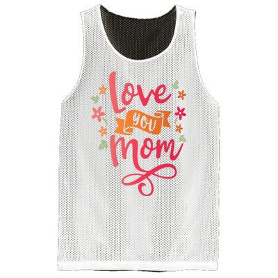 Love You Mom Gift For Her Mesh Reversible Basketball Jersey Tank