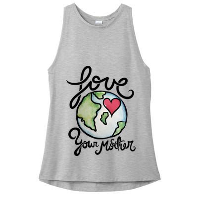 Love Your Mother Earth Day Heart Art Cool Gift Ladies PosiCharge Tri-Blend Wicking Tank
