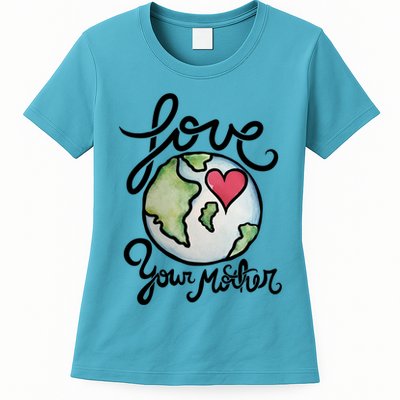 Love Your Mother Earth Day Heart Art Cool Gift Womens T-Shirt