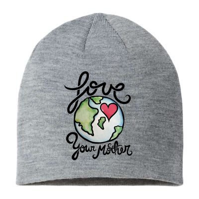 Love Your Mother Earth Day Heart Art Cool Gift Sustainable Beanie
