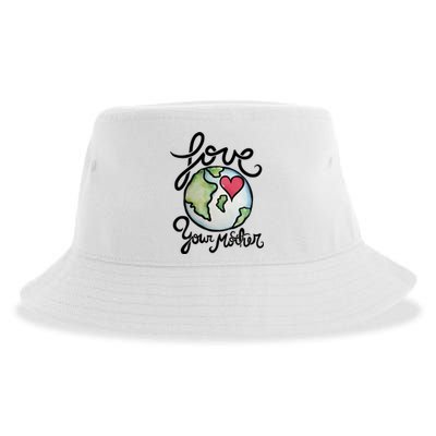 Love Your Mother Earth Day Heart Art Cool Gift Sustainable Bucket Hat