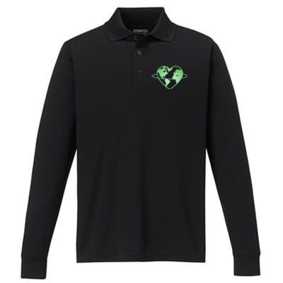 Love Your Mother Earth Day Go Green Gift Performance Long Sleeve Polo