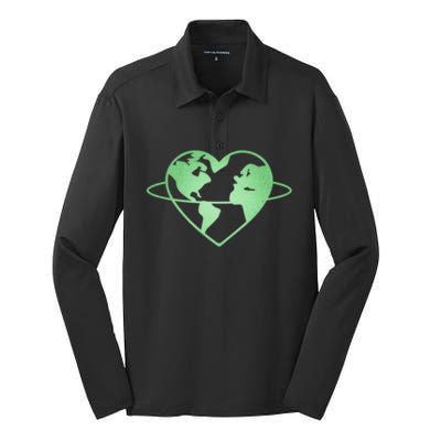 Love Your Mother Earth Day Go Green Gift Silk Touch Performance Long Sleeve Polo