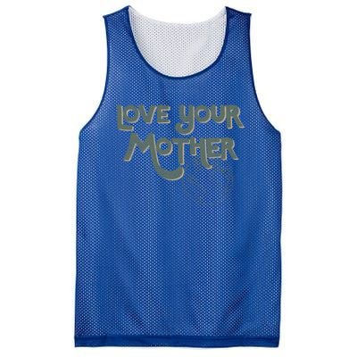 Love Your Mother Earth Outline Meaningful Gift Mesh Reversible Basketball Jersey Tank