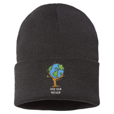 Love Your Mother Earth Day Gift Environt Eco World Tree Cool Gift Sustainable Knit Beanie