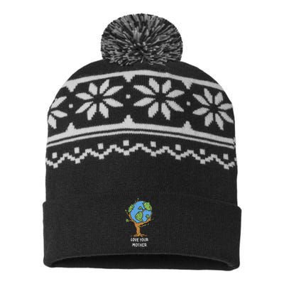 Love Your Mother Earth Day Gift Environt Eco World Tree Cool Gift USA-Made Snowflake Beanie