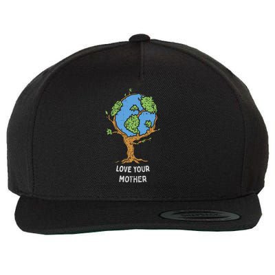 Love Your Mother Earth Day Gift Environt Eco World Tree Cool Gift Wool Snapback Cap