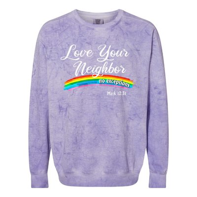 Love Your Neighbor Christian Saying Faith Quote Pride LGBT Colorblast Crewneck Sweatshirt