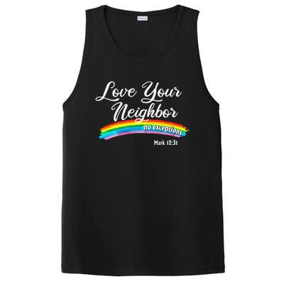 Love Your Neighbor Christian Saying Faith Quote Pride LGBT PosiCharge Competitor Tank