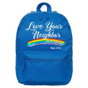 Love Your Neighbor Christian Saying Faith Quote Pride LGBT 16 in Basic Backpack