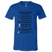 Love Your Neighbor No Exceptions Custom Design (Light) Cute Gift V-Neck T-Shirt