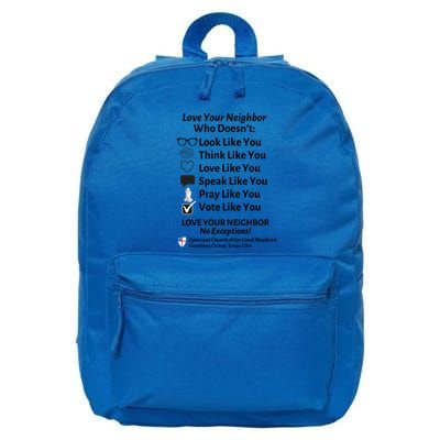 Love Your Neighbor No Exceptions Custom Design (Light) Cute Gift 16 in Basic Backpack