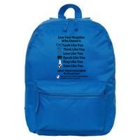 Love Your Neighbor No Exceptions Custom Design (Light) Cute Gift 16 in Basic Backpack