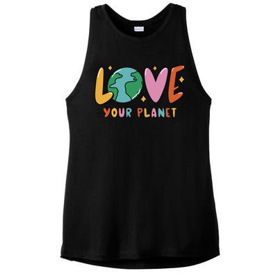 Love Your Planet Earth Day Ladies PosiCharge Tri-Blend Wicking Tank