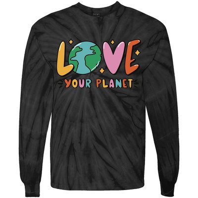 Love Your Planet Earth Day Tie-Dye Long Sleeve Shirt