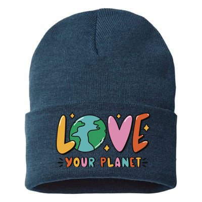 Love Your Planet Earth Day Sustainable Knit Beanie