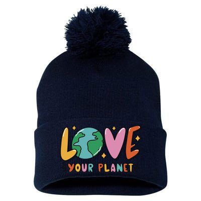 Love Your Planet Earth Day Pom Pom 12in Knit Beanie