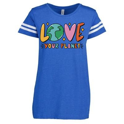 Love Your Planet Earth Day Enza Ladies Jersey Football T-Shirt