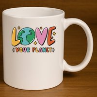 Love Your Planet Earth Day 11oz C Handle Ceramic Mug