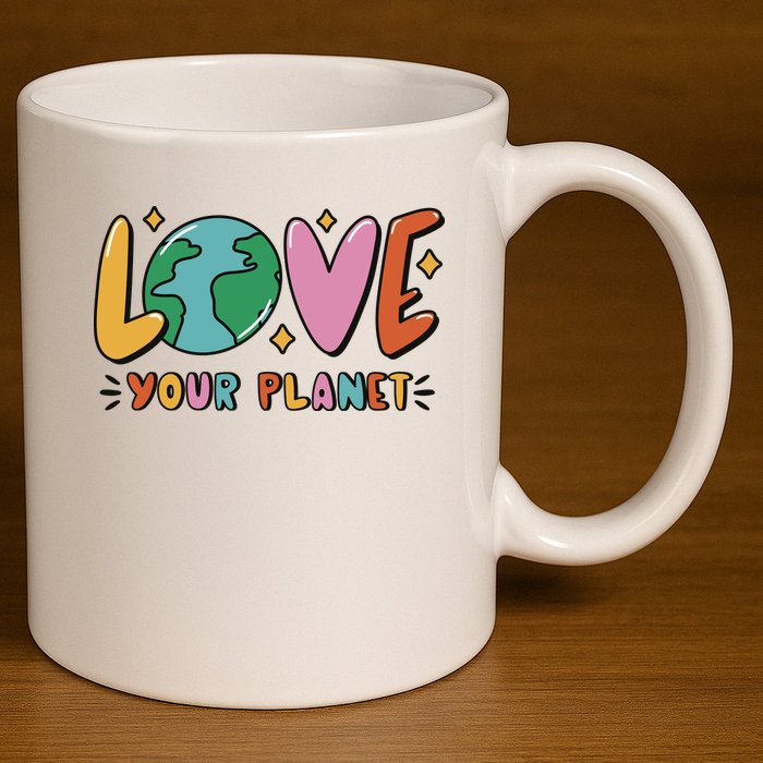Love Your Planet Earth Day 11oz C Handle Ceramic Mug