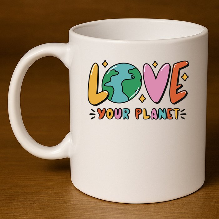 Love Your Planet Earth Day 11oz C Handle Ceramic Mug