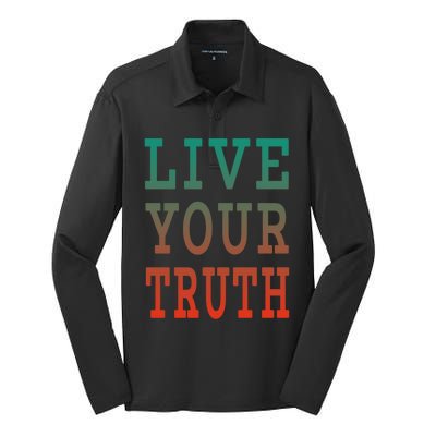 Live Your Truth Progress Pride Flag Colors Gift Silk Touch Performance Long Sleeve Polo