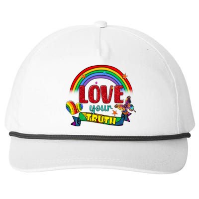 Love Your Truth Rainbow Lgbt Lesbian Pride Gift Snapback Five-Panel Rope Hat