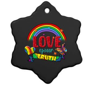 Love Your Truth Rainbow Lgbt Lesbian Pride Gift Ceramic Star Ornament