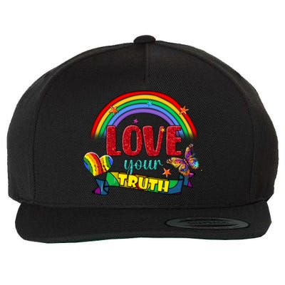 Love Your Truth Rainbow Lgbt Lesbian Pride Gift Wool Snapback Cap