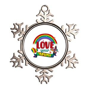 Love Your Truth Rainbow Lgbt Lesbian Pride Gift Metallic Star Ornament