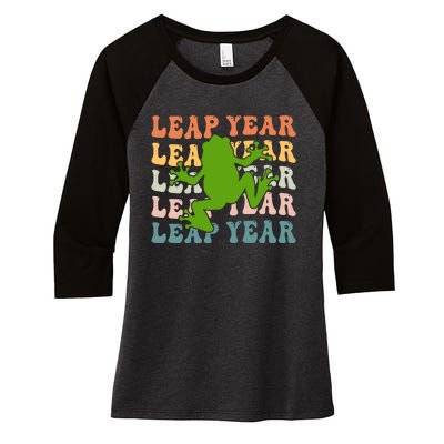 Leap Year T Shirts 2024 Women's Tri-Blend 3/4-Sleeve Raglan Shirt