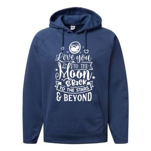 Love You To The Moon And Back Valentines Day Cool Gift Performance Fleece Hoodie