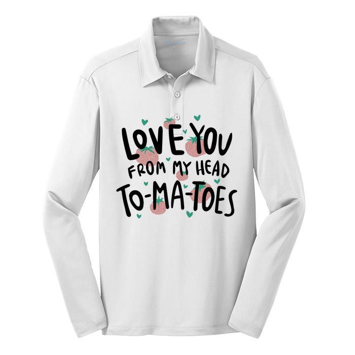 Love You Tomatoes Funny Silk Touch Performance Long Sleeve Polo