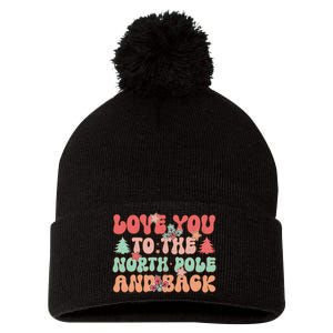 Love You To The North Pole And Back Holiday Graphic Pom Pom 12in Knit Beanie