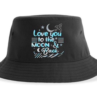 Love You To The Moon  Back Space Rocket Stars Design Gift Sustainable Bucket Hat
