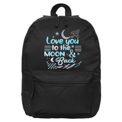 Love You To The Moon  Back Space Rocket Stars Design Gift 16 in Basic Backpack