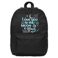Love You To The Moon  Back Space Rocket Stars Design Gift 16 in Basic Backpack