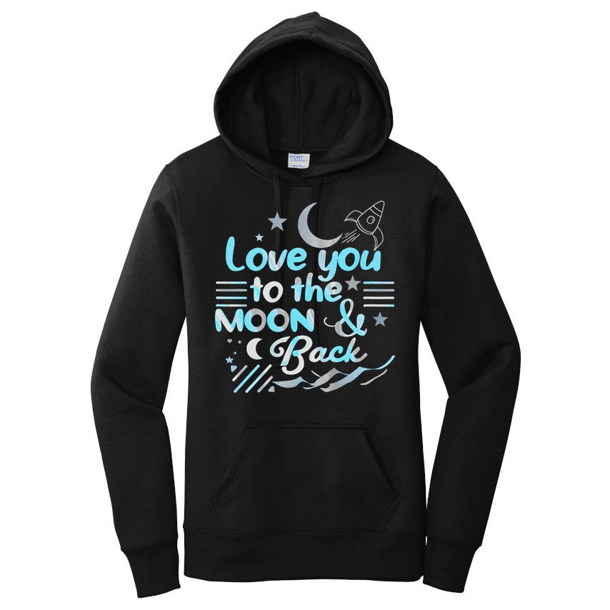Love You To The Moon  Back Space Rocket Stars Design Gift Women's Pullover Hoodie