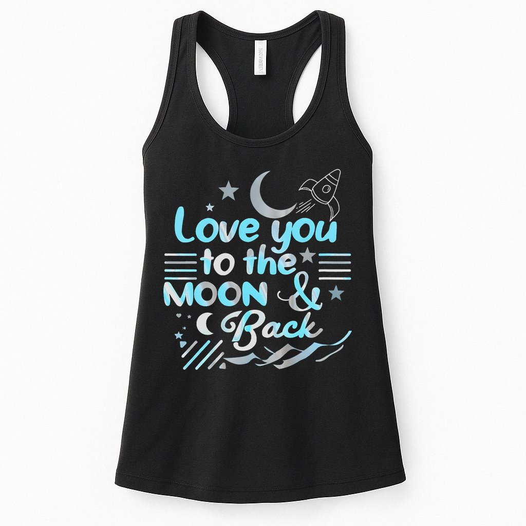 Love You To The Moon  Back Space Rocket Stars Design Gift Womens Tank Top