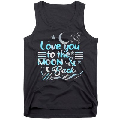 Love You To The Moon  Back Space Rocket Stars Design Gift Tank Top