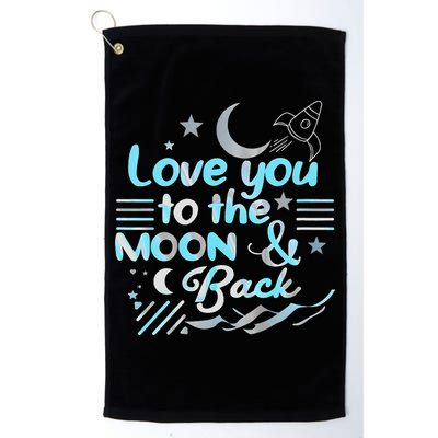Love You To The Moon  Back Space Rocket Stars Design Gift Golf Towel