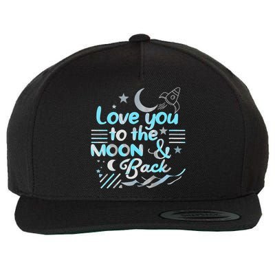 Love You To The Moon  Back Space Rocket Stars Design Gift Wool Snapback Cap