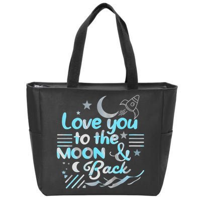 Love You To The Moon  Back Space Rocket Stars Design Gift Zip Tote Bag