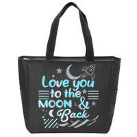 Love You To The Moon  Back Space Rocket Stars Design Gift Zip Tote Bag