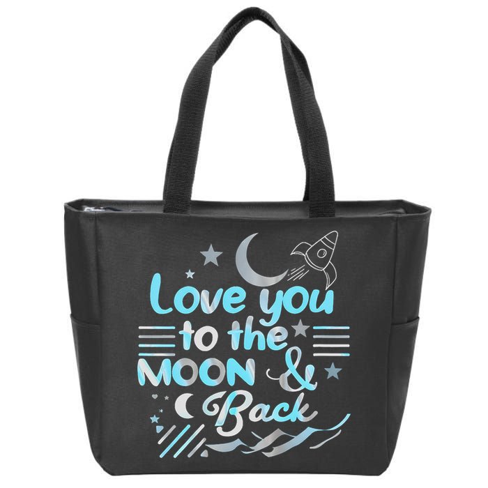 Love You To The Moon  Back Space Rocket Stars Design Gift Zip Tote Bag