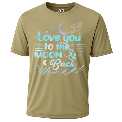 Love You To The Moon  Back Space Rocket Stars Design Gift Cooling Performance Crew T-Shirt