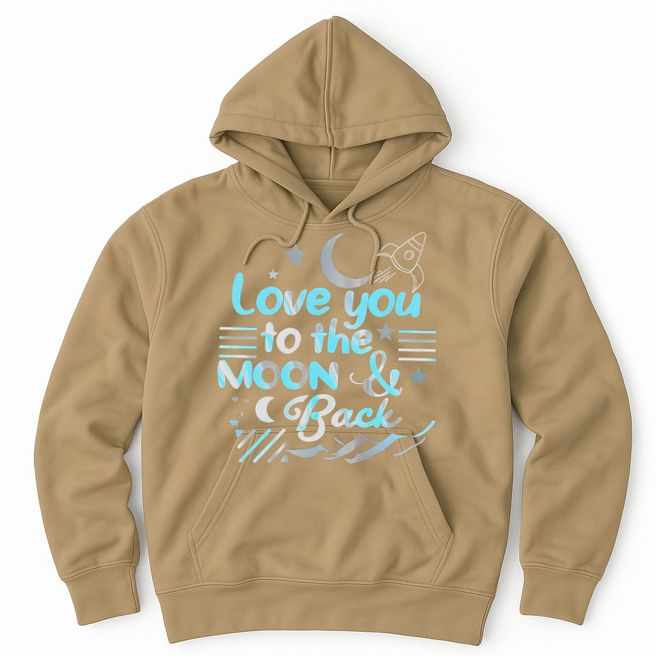 Love You To The Moon  Back Space Rocket Stars Design Gift Hoodie