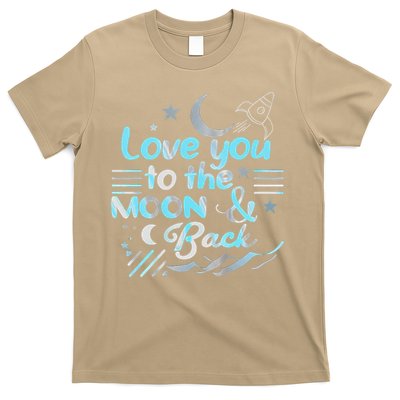 Love You To The Moon  Back Space Rocket Stars Design Gift T-Shirt