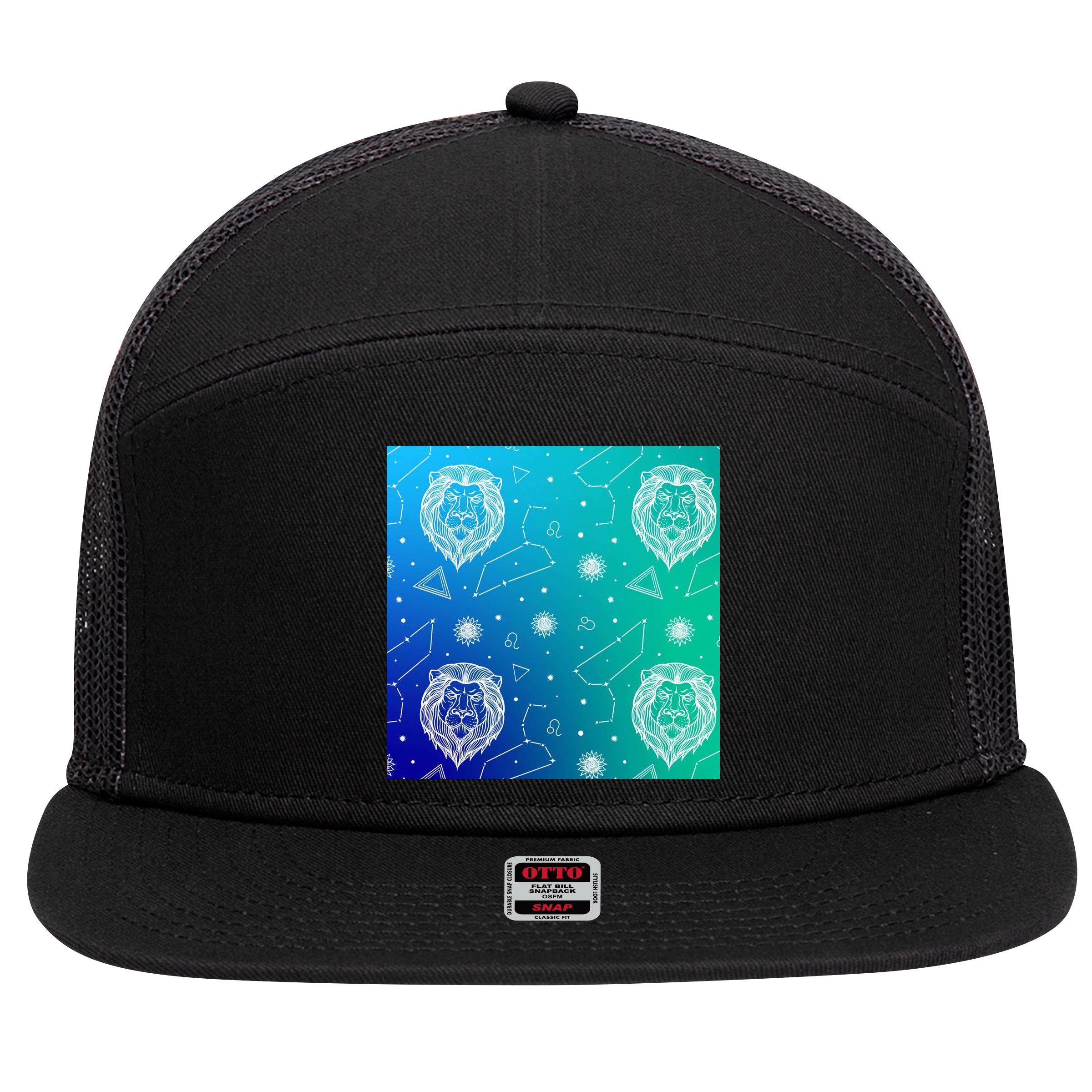 Leo Zodiac Astrology 7 Panel Mesh Trucker Snapback Hat