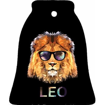 Leo Zodiac Lion With Cool Sunglasses Birthday Ceramic Bell Ornament